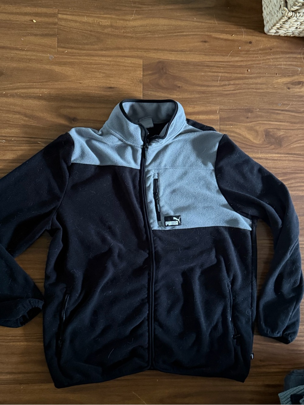 Puma Men's Black and Gray Full-Zip Performance Fleece Jacket